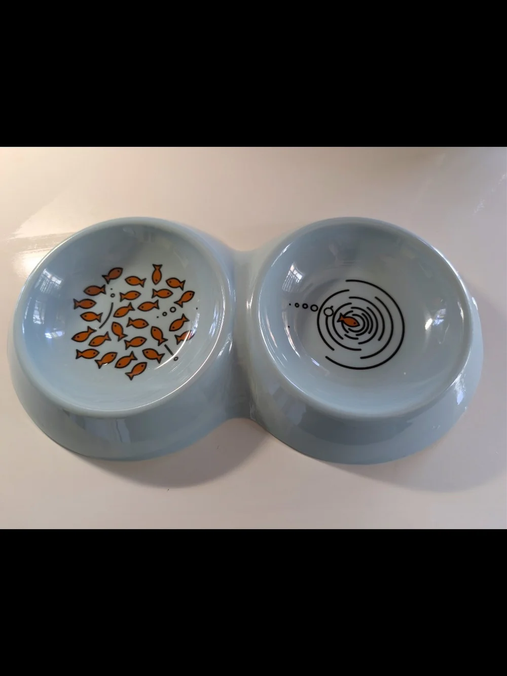 Double CatPet Bowl with Orange Fish Design